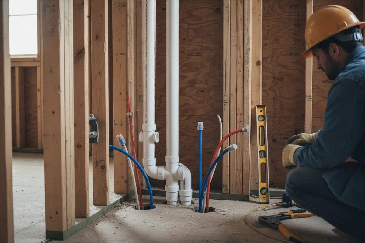 Drain and supply rough-in during Drain Cleaning in Freeport